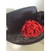 Church Hat Black Red Silk Sinamay by Halo Flowers are Feathers Formal s  eb-85840286